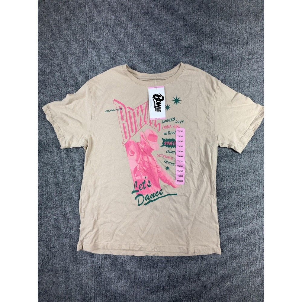 Bowie Shirt Womens Small Beige Let's Dance David‎ Bowie Graphic Band Tee